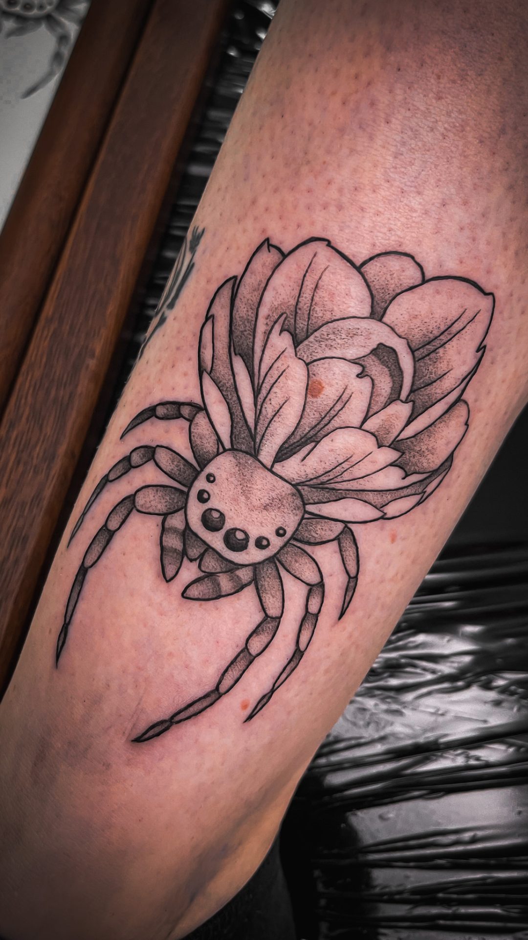 Spider flower tattoo